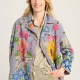 سترة مطرزة بنمط مربعات الجينغهام