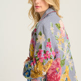 سترة مطرزة بنمط مربعات الجينغهام