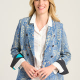 blue batik kimono blazer