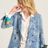 blue batik kimono blazer