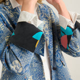 blue batik kimono blazer