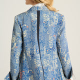 blue batik kimono blazer