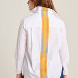 Camisa blanca raya amarillo/azul