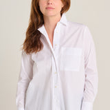 Camisa blanca raya amarillo/azul