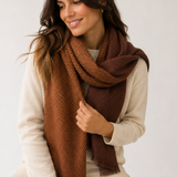 Brown Herringbone Cashmere Scarf