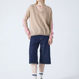 PULL ML COL BANDES SLEEVE CHESTNUT