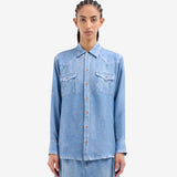 قميص من الألوفيرا، جينز، حرير