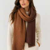 Brown Herringbone Cashmere Scarf