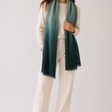 Pañuelo cashmere espiga verde