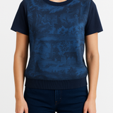 Jersey toile de jouy azul