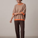 Bettina Poncho brw/coffee/orange