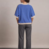 Bettina Poncho blue/coffee/oat