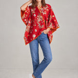 Orange floral Orion poncho cape
