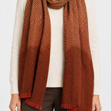 Brown Herringbone Cashmere Scarf