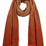 Brown Herringbone Cashmere Scarf