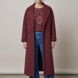 Long Burgundy Audrey Coat