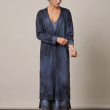 Chaqueta larga azul paisley