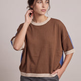 Bettina Poncho blue/coffee/oat